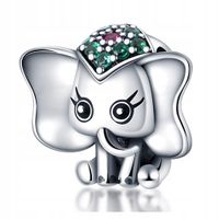 Zawieszka SREBRO 925 Charms Koralik Słonik Słoń