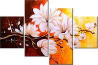 120CM 80CM ZEGAR 4 ELEM MAGNOLIE PEŁNI OBRAZ ŚCIENNY