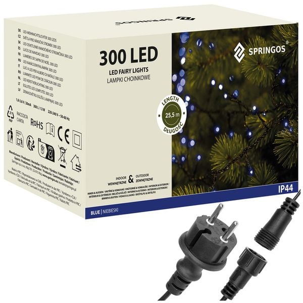 Lampki choinkowe 300 Led niebieski 25,5 m oświetlenie świąteczne IP44 zdjęcie 1