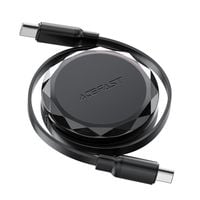 kabel przewód usb-c - usb-c zwijany z organizerem 60w - czarny