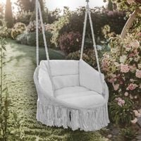 HUŚTAWKA BOCIANIE GNIAZDO Z PODUSZKĄ XXL ZESTAW OGRODOWY CZARNY BOHO 120CM