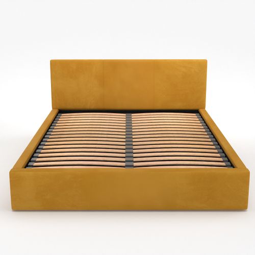 ŁÓŻKO TAPICEROWANE DO SYPIALNI 120x200 ŁÓŻKO PODWÓJNE Z POJEMNIKIEM ŻÓŁTE na Arena.pl