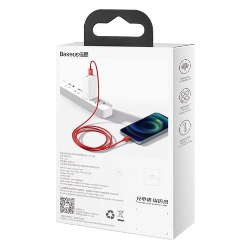 superior kabel przewód do iphone usb - lightning 2.4a 1m czerwony na Arena.pl