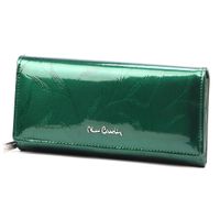 Portfel Skórzany Damski Wzór Liście Lakierowany.