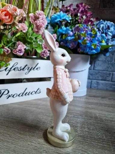 FIGURKA WIELKANOCNY PAN ZAJĄC KRÓLIK model XVI róż zdjęcie 6