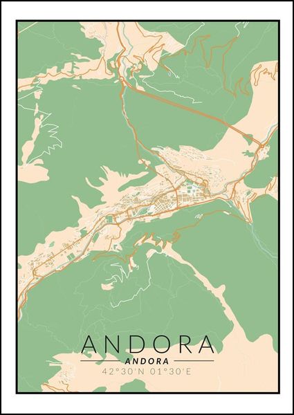 Andora mapa kolorowa - plakat 61x91,5 cm zdjęcie 1