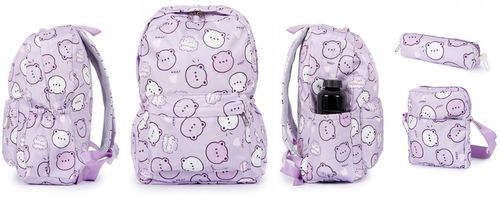 Tornister Plecak szkolny Dla Dziewczynki ZESTAW 3szt Duży w Misie we wzory na Arena.pl