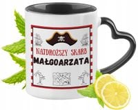 Kubek Czarny Z Uszkiem W Kształcie Serca Dla Małgorzaty Idealny Na Prezent