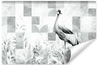 Fototapeta Do Jadalni ŻURAW Liście Vintage Wzór Geometryczny 90cm x 60cm