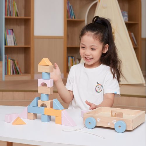 VIGA PolarB Drewniany Wózek do Ciągnięcia + Klocki 21 el. na Arena.pl