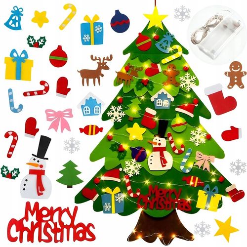 CHOINKA Z FILCU FILCOWA LED ZABAWKA DLA DZIECI DEKORACJE ŚWIĄTECZNE ŚWIĘTA na Arena.pl