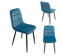 Krzesło tapicerowane welurowe do salonu jadalni velvet loft niebieske