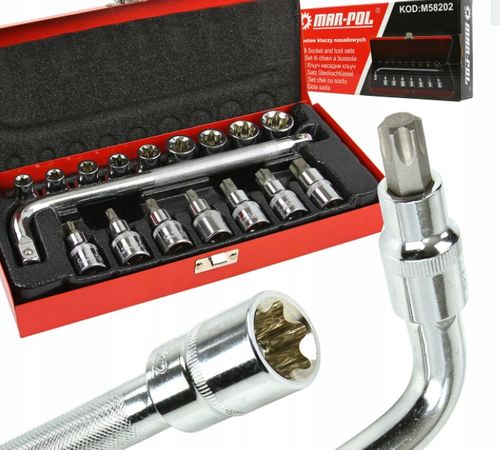 KLUCZE NASADOWE TORX 1/2" 17szt E10 - E24 na Arena.pl