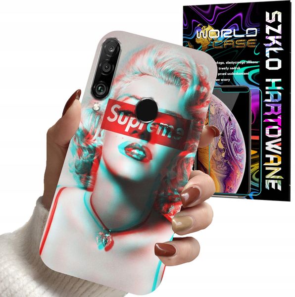 ETUI DO HUAWEI P30 LITE - Monroe MODNE KOBIECE WZORY + SZKŁO zdjęcie 1