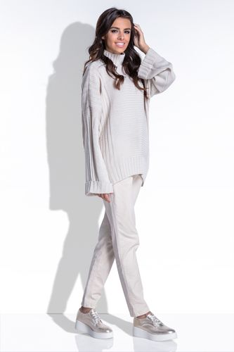 Sweter oversize F423 Beżowy UNI na Arena.pl