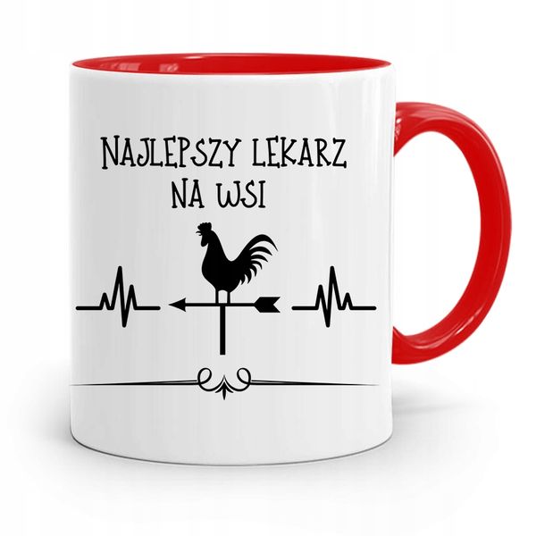 Kubek Czerwony Dla Doktora Najlepszy Lekarz Na Wsi Z Nadrukiem Ze Zdjęciem zdjęcie 1