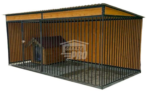 Kojec dla Psów 4x2m Wiatrołap - ściany zabudowane drewnem GP405 na Arena.pl
