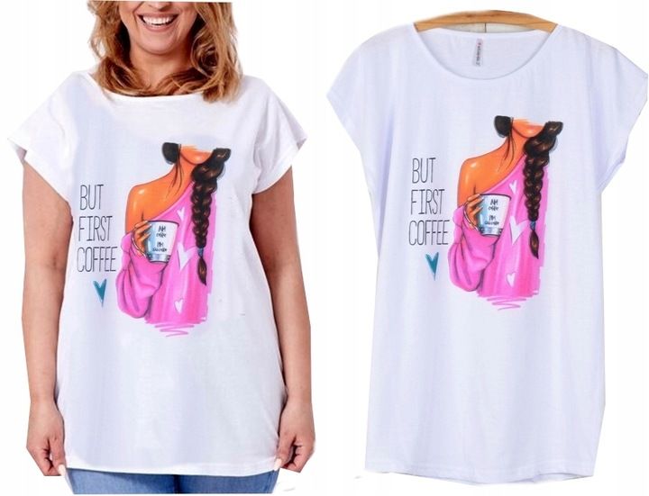 T69 t-shirt BLUZKA TUNIKA PLUS SIZE BAWEŁNA XL/XXL zdjęcie 1