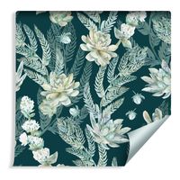 Tapeta Ozdobna Stylowe Kwiaty Liście do Salonu