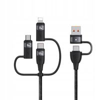 KABEL USAMS 6W1 USB-A USB-C LIGHTNING MICROUSB 100W PD 1,2M CZARNY
