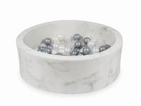 Suchy basen 90x30 marmur z piłeczkami 200szt (perłowe, przezroczyste, srebrne)