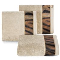 Ręcznik bawełniany z ozdobną bordiurą Eva Minge 30X50 beżowy