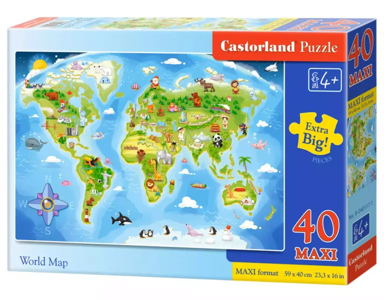 Puzzle maxi 40 elementów. Mapa świata zdjęcie 1