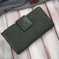 portfel damski skórzany w kolorze butelkowej zieleni