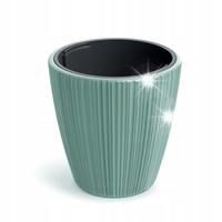 Doniczka plastikowa osłonka ryflowana z wkładem szałwia 34,9cm