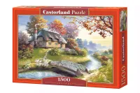 Puzzle z pięknym krajobrazem chatki nad rzeką - Castorland 1500 elementów