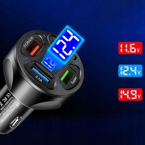 MOCNA SZYBKA ŁADOWARKA SAMOCHODOWA 4x USB PD QC 3.0 66W DO TELEFONU DO AUTA na Arena.pl