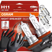 Żarówki Osram H11 Night Breaker Silver +100% W5W Led Clear Rękawiczki