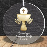 MEDAL z PLEXI nadrukiem UV pierwsza komunia podziękowanie dla gości + IMIĘ