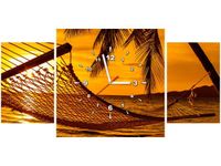 80X40CM ZEGAR HAMAK PLAŻY O ZACHODZIE SŁOŃCA OBRAZ