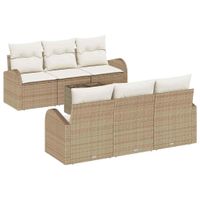 Zestaw Sof na Ogród 7 pcs Beżowy 55 x 55 x 37 cm Polirattan