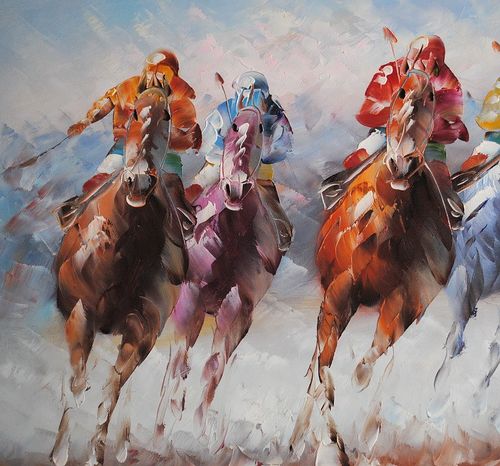 Konie, wyścig (50x60cm) na Arena.pl