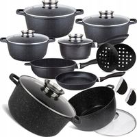 KOMPLET GARNKÓW MARMUROWYCH PATELNIA GARNKI MARMURKOWE ZESTAW INDUKCJA/GAZ