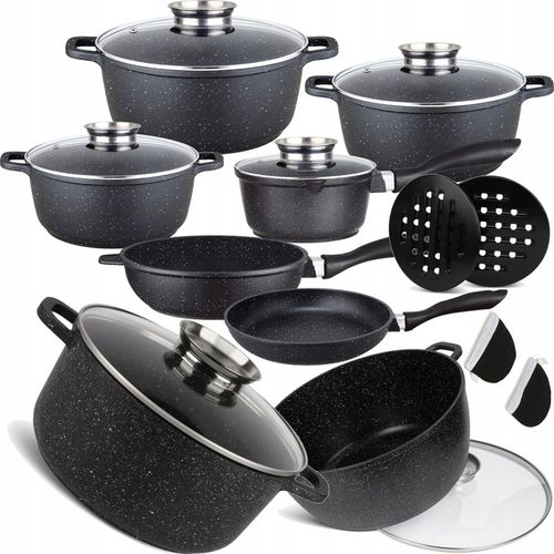 KOMPLET GARNKÓW MARMUROWYCH PATELNIA GARNKI MARMURKOWE ZESTAW INDUKCJA/GAZ na Arena.pl