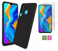Etui matowe do HUAWEI P30 LITE czarny case obudowa pokrowiec + szkło 9H