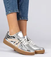 Srebrne sneakersy trampki damskie lakierowane Keyla 40