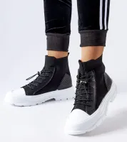 Wysokie skarpetkowe czarne trampki Fredo 38