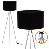 Lampa Trójnóg Trigni SREBRNA Styl Skandynawski abażur Czarny VLORA