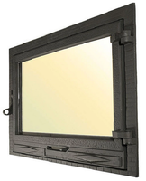 DRZWICZKI ŻELIWNE DO KOMINKA PIECA Z SZYBĄ ŻAROODPORNĄ M1 DRZWI KOMINKOWE