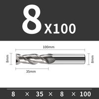 Frez trzpieniowy VHM 2-ostrzowy do aluminium Rozmiar: Ø8x35x8Dx100L