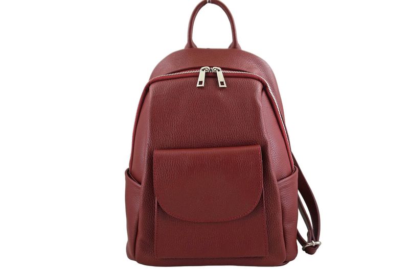 Damski plecak miejski skórzany - Czerwony zdjęcie 1
