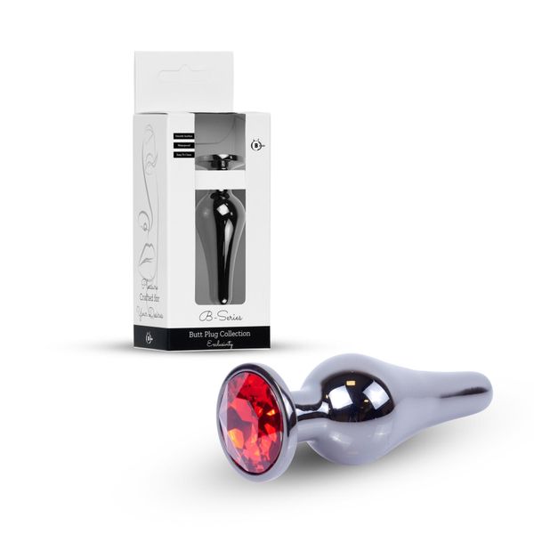 Plug-Jewellery Dark Silver Butt Plug- Red zdjęcie 10
