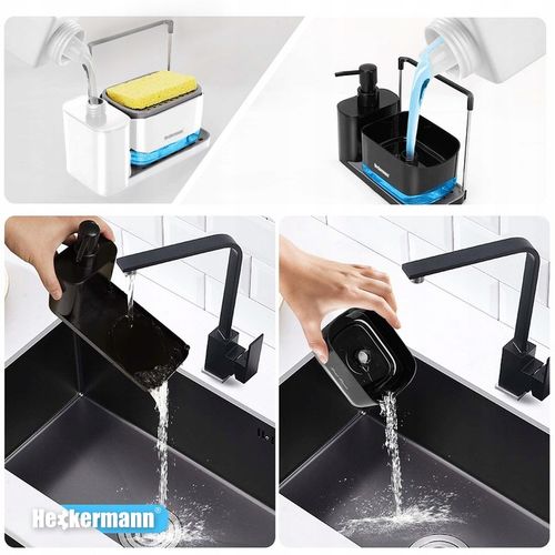 DOZOWNIK NA PŁYN DO MYCIA NACZYŃ MYDŁA POJEMNIK + GĄBKA ORGANIZER DO KUCHNI na Arena.pl