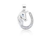 Rodowany srebrny wisior wisiorek podkowa jednorożec unicorn cyrkonia cyrkonie srebro 925 Z1729C_WAQ