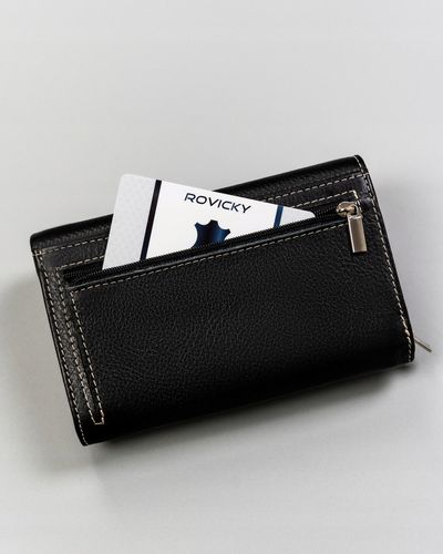 skórzany, elegancki portfel damski na zatrzask - rovicky na Arena.pl
