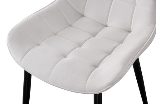 MALMO KRZESŁO TAPICEROWANE ECRU WELUR PIKOWANE na Arena.pl